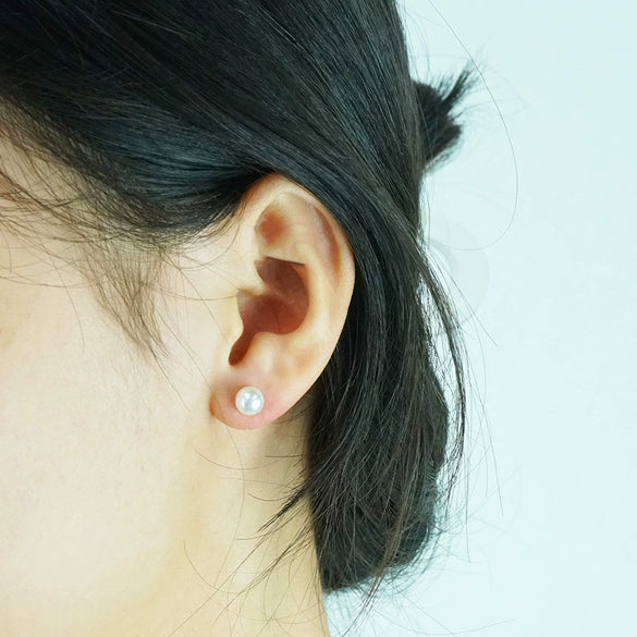 Wholesale Women's Geometric 316L Stainless Steel Pearl And Diamond Earrings With Electroplating