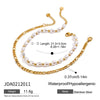 Wholesale Women's Geometric Stainless Steel Pearl Double Anklet Jewelry With Electroplating And Quiet Design Fashion