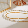 Wholesale Women's Geometric Stainless Steel Pearl Double Anklet Jewelry With Electroplating And Quiet Design Fashion