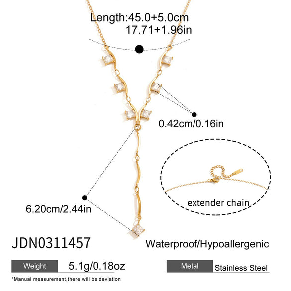 Wholesale Women's Geometric Stainless Steel Pendant Necklace With Vacuum Real Gold Plating