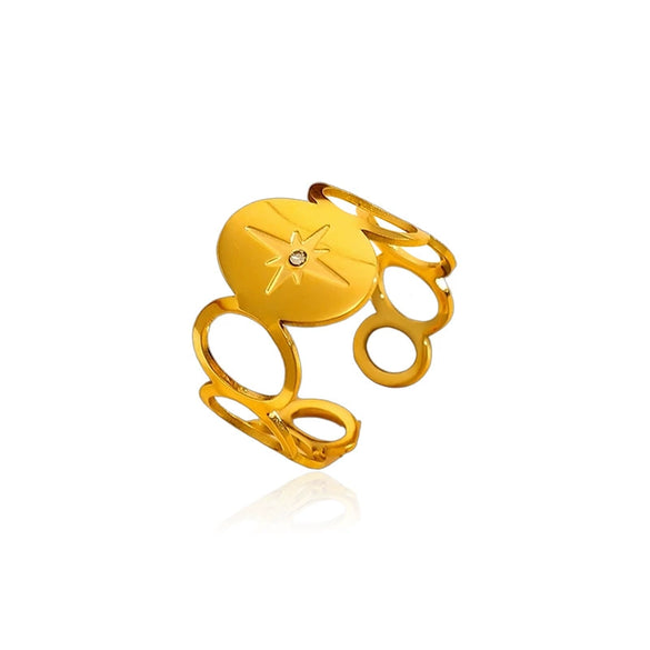 Wholesale Women's Geometric Stainless Steel Polished Plated Open Ring Jewelry