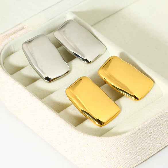 Wholesale Women's Geometric Stainless Steel Polished Rectangular Earrings