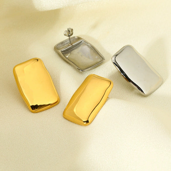 Wholesale Women's Geometric Stainless Steel Polished Rectangular Earrings