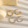 Wholesale Women's Geometric Stainless Steel Pvd Furnace Vacuum Real Gold Plated Interlocking Rope Knot Cshaped Earrings