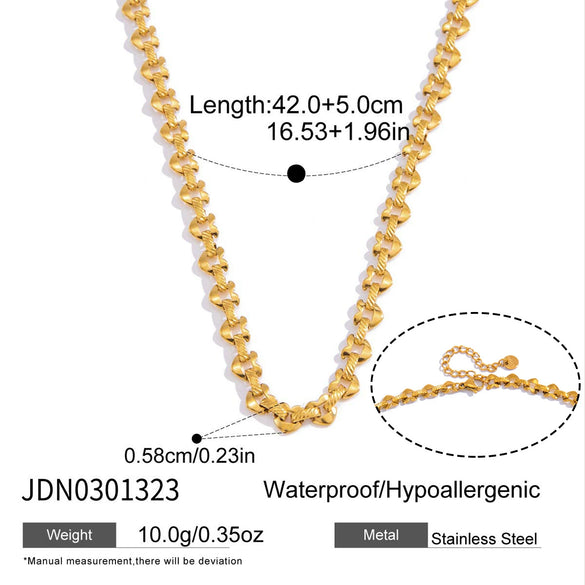 Wholesale Women's Geometric Stainless Steel Pvd Furnace Vacuum Real Gold Plated Necklace