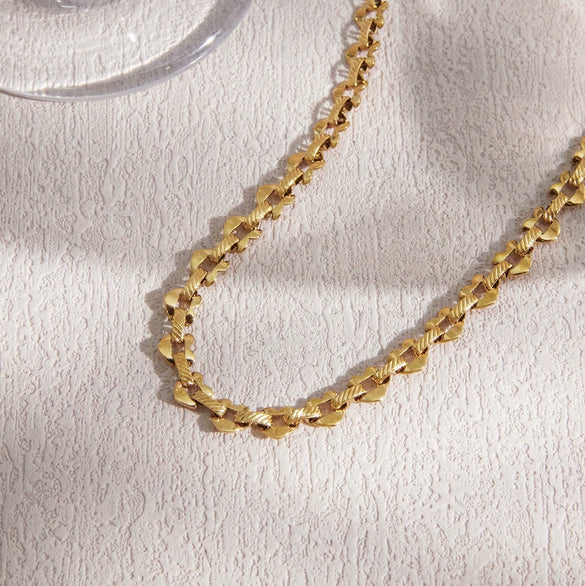 Wholesale Women's Geometric Stainless Steel Pvd Furnace Vacuum Real Gold Plated Necklace