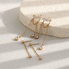 Wholesale Women's Geometric Stainless Steel Pvd Furnace Vacuum Real Gold Plated Tassel Zircon Chain Earrings