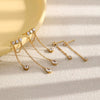 Wholesale Women's Geometric Stainless Steel Pvd Furnace Vacuum Real Gold Plated Tassel Zircon Chain Earrings