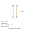 Wholesale Women's Geometric Stainless Steel Pvd Furnace Vacuum Real Gold Plated Tassel Zircon Chain Earrings