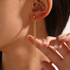 Wholesale Women's Geometric Stainless Steel Real Gold Electroplated Long Tassel Chain Earrings