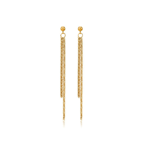 Wholesale Women's Geometric Stainless Steel Real Gold Electroplated Long Tassel Chain Earrings