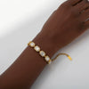 Wholesale Women's Geometric Stainless Steel Real Gold Plated Bracelet With Diamonds