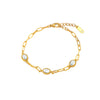 Wholesale Women's Geometric Stainless Steel Real Gold Plated Bracelet With Four Leaf Clover Pendant