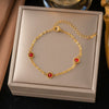 Wholesale Women's Geometric Stainless Steel Real Gold Plated Bracelet With Four Leaf Clover Pendant