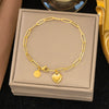 Wholesale Women's Geometric Stainless Steel Real Gold Plated Bracelet With Four Leaf Clover Pendant