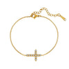 Wholesale Women's Geometric Stainless Steel Real Gold Plated Bracelet With Zirconium Inlaid Cross