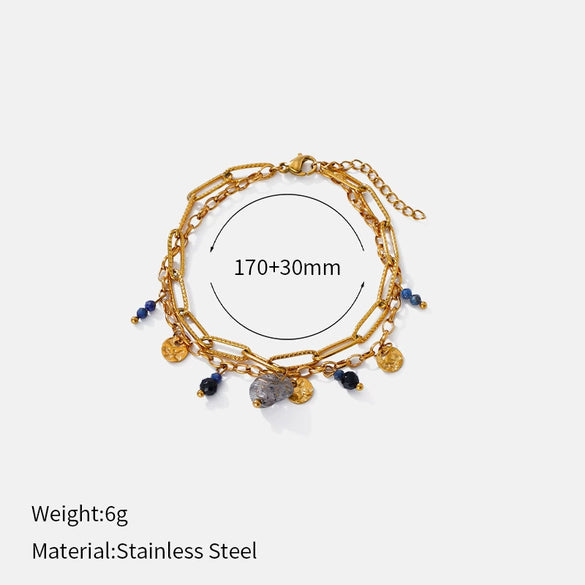 Wholesale Women's Geometric Stainless Steel Real Gold Plated Bracelet
