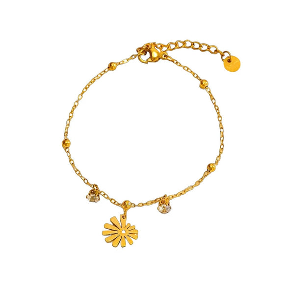 Wholesale Women's Geometric Stainless Steel Real Gold Plated Bracelet