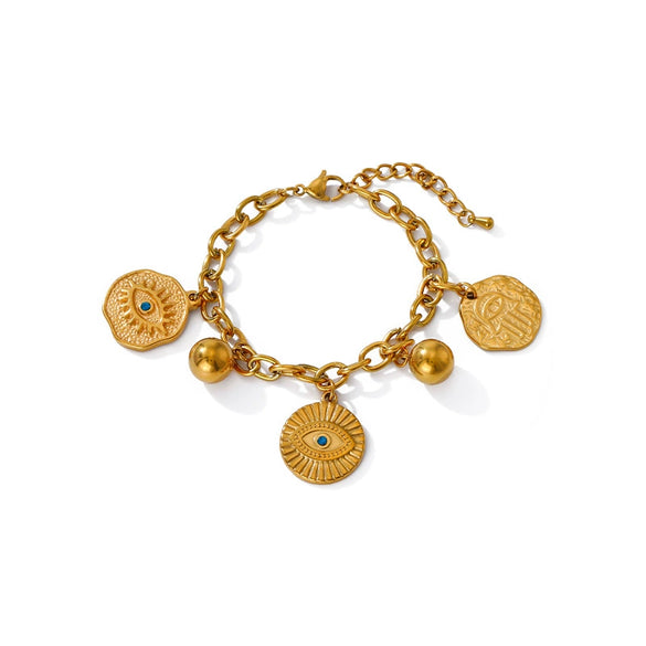 Wholesale Women's Geometric Stainless Steel Real Gold Plated Bracelet