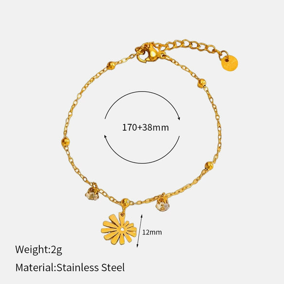 Wholesale Women's Geometric Stainless Steel Real Gold Plated Bracelet