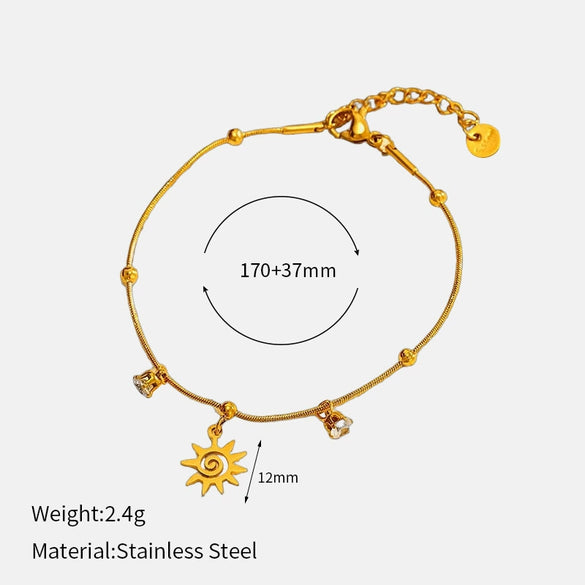 Wholesale Women's Geometric Stainless Steel Real Gold Plated Bracelet