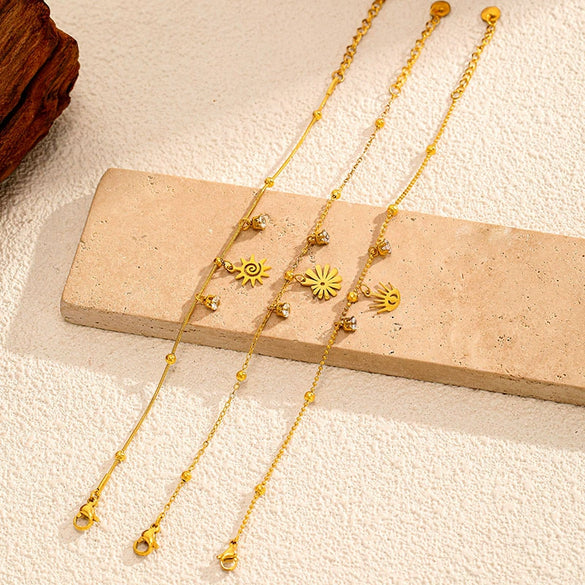 Wholesale Women's Geometric Stainless Steel Real Gold Plated Bracelet