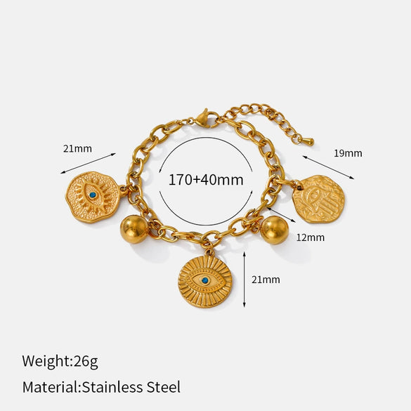 Wholesale Women's Geometric Stainless Steel Real Gold Plated Bracelet