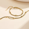 Wholesale Women's Geometric Stainless Steel Real Gold Plated Doublelayer Bracelet Jewelry