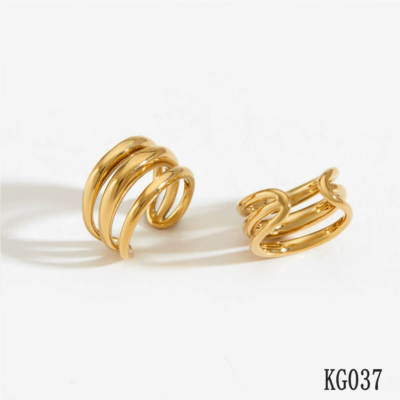 Wholesale Women's Geometric 316 Stainless Steel Real Gold Plated Earrings With Simple Design