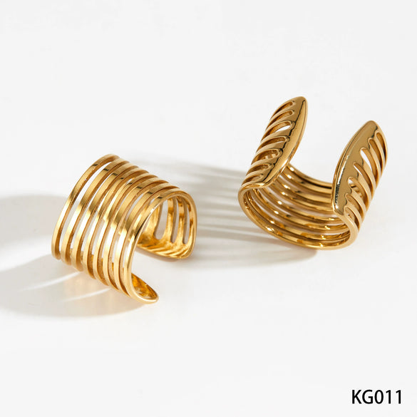 Wholesale Women's Geometric 316 Stainless Steel Real Gold Plated Earrings With Simple Design