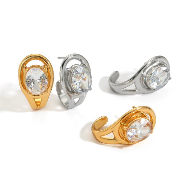 Wholesale Women's Geometric Stainless Steel Real Gold Plated Earrings