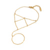 Wholesale Women's Geometric Stainless Steel Real Gold Plated Finger Chain Bracelet Jewelry
