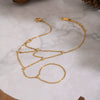 Wholesale Women's Geometric Stainless Steel Real Gold Plated Finger Chain Bracelet Jewelry
