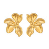 Wholesale Women's Geometric Stainless Steel Real Gold Plated Flower Earrings