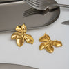 Wholesale Women's Geometric Stainless Steel Real Gold Plated Flower Earrings