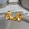 Wholesale Women's Geometric Stainless Steel Real Gold Plated Flower Earrings