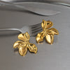 Wholesale Women's Geometric Stainless Steel Real Gold Plated Flower Earrings