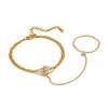 Wholesale Women's Geometric Stainless Steel Real Gold Plated Interlocking Bracelet Light Luxury Highend Jewelry