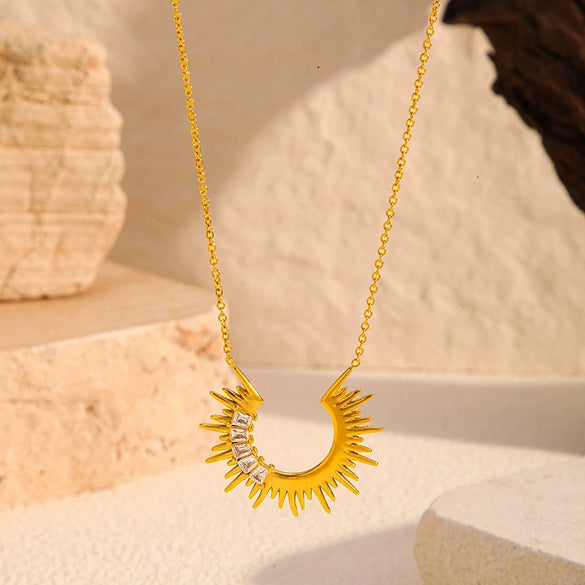 Wholesale Women's Geometric Stainless Steel Real Gold Plated Minimalist Necklace