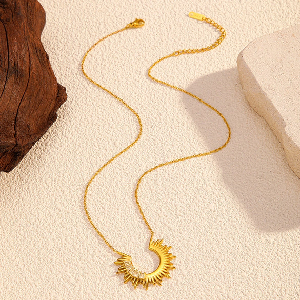 Wholesale Women's Geometric Stainless Steel Real Gold Plated Minimalist Necklace