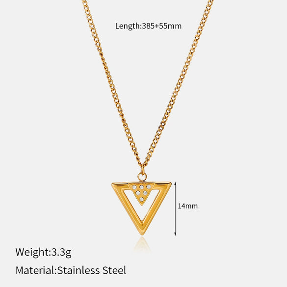 Wholesale Women's Geometric Stainless Steel Real Gold Plated Necklace With Ushaped Chain