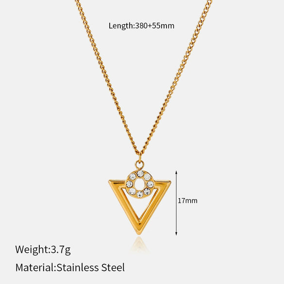 Wholesale Women's Geometric Stainless Steel Real Gold Plated Necklace With Ushaped Chain