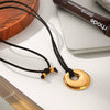 Wholesale Women's Geometric Stainless Steel Real Gold Plated Pendant Necklace With Black Rope Chain