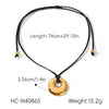 Wholesale Women's Geometric Stainless Steel Real Gold Plated Pendant Necklace With Black Rope Chain