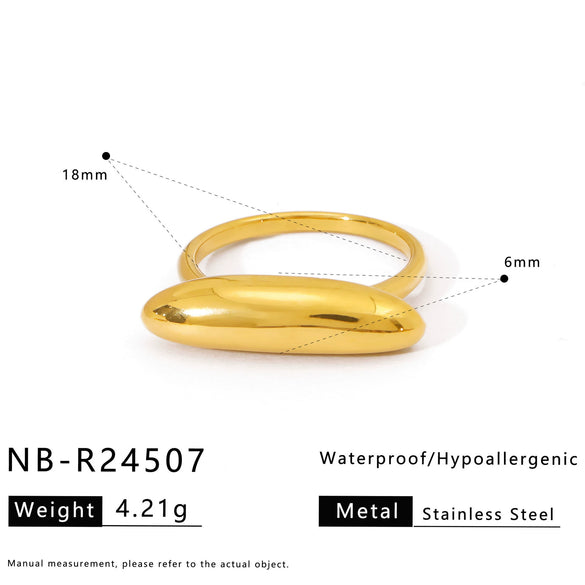 Wholesale Women's Geometric Stainless Steel Ring Electroplated 18K Gold Ins Style