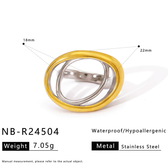 Wholesale Women's Geometric Stainless Steel Ring Electroplated 18K Gold Ins Style