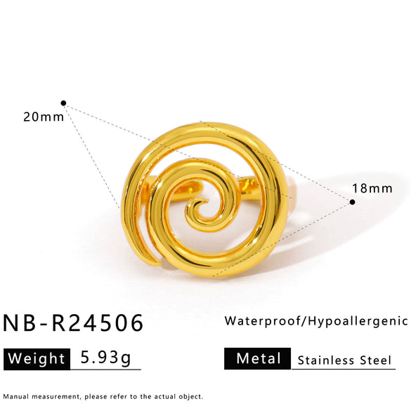 Wholesale Women's Geometric Stainless Steel Ring Electroplated 18K Gold Ins Style