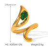 Wholesale Women's Geometric Stainless Steel Ring Set With Green Zirconia Light Luxury And Highend Jewelry