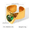 Wholesale Women's Geometric Stainless Steel Ring Set With Green Zirconia Light Luxury And Highend Jewelry