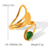 Wholesale Women's Geometric Stainless Steel Ring Set With Green Zirconia Light Luxury And Highend Jewelry